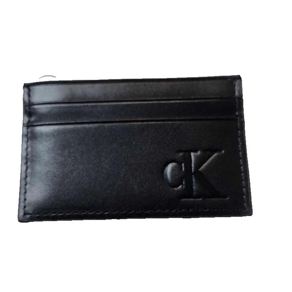 Calvin Klein Men's Black Leather Slim Card Holder Wallet RFID NWT